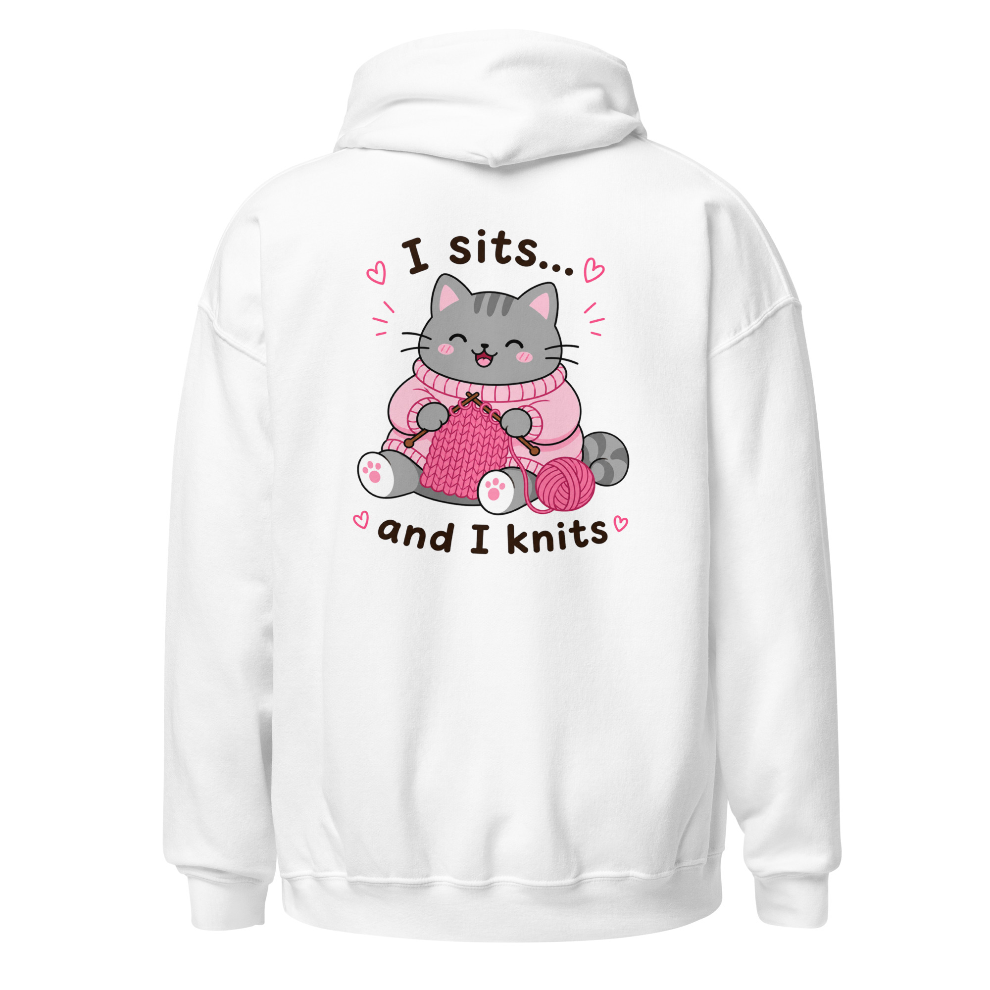 Grey Cat Knitting Hoodie – Image 3