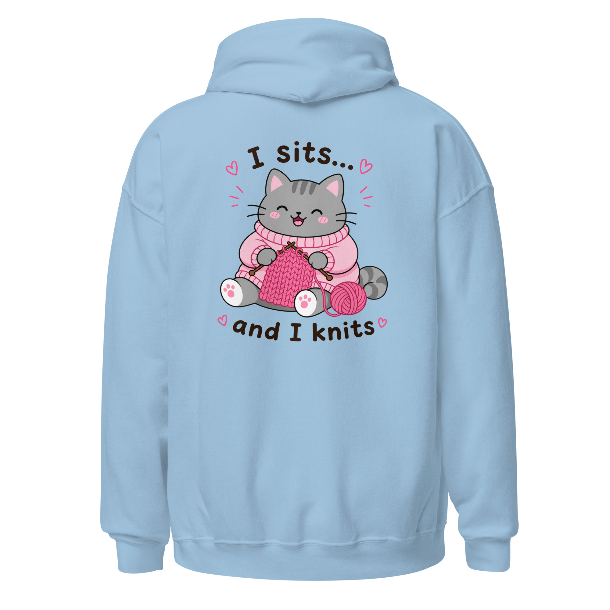 Grey Cat Knitting Hoodie – Image 2