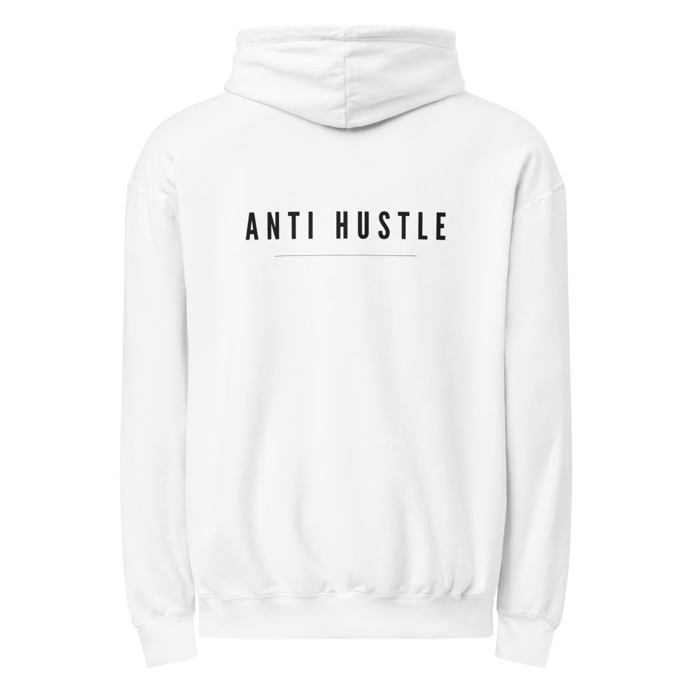 The Made For Millions® Anti Hustle Hoodie in White ( Unisex ) – Image 3