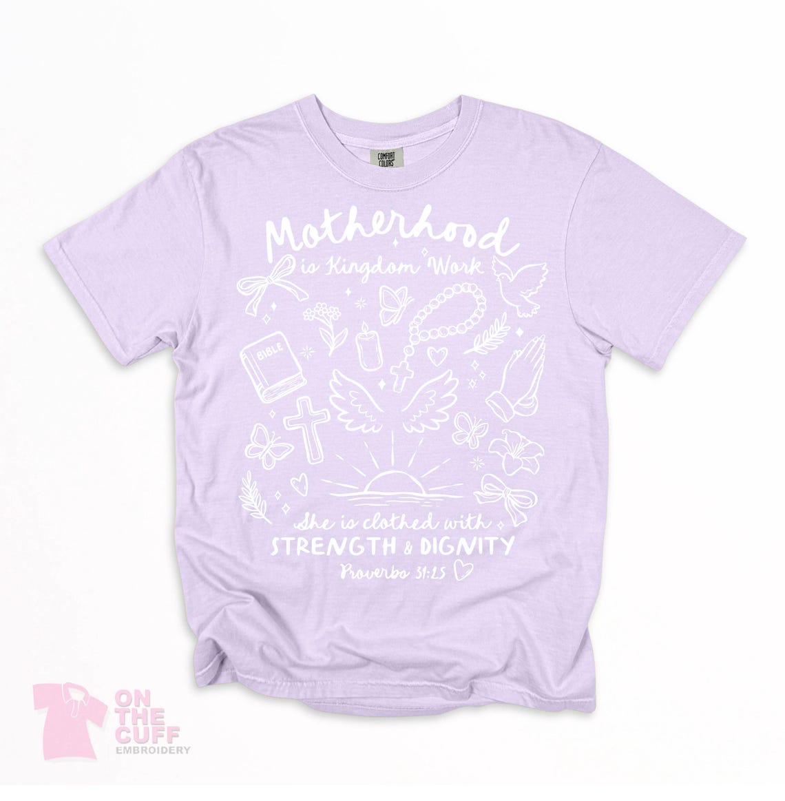 Motherhood is Kingdom Work Tee | Proverbs 31:25 Christian Mom Shirt | Faith-Based Graphic Tee – Image 5