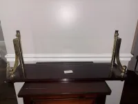 Vintage Brass and Wood Wall-Mounted Shelf – Image 2