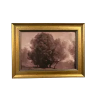 Vintage Landscape Painting in Ornate Gold Frame – Image 1