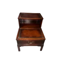 Vintage Mahogany Step Table with Leather Inlay – Image 1