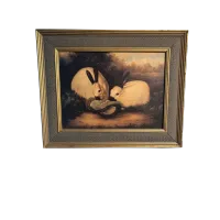 Charming Framed Rabbit Painting – Image 1