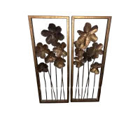 Metal Wall Art Panels with 3D Floral Design (Set of 2) – Image 1