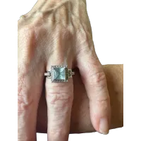 Aquamarine and Diamond Halo Ring – Image 1