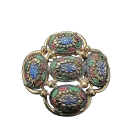 Vintage Enamel Floral Brooch – Image 1