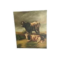 Rustic Farmhouse Cow Canvas Wall Art – Image 1