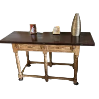 Antique Hinged Drop Leaf Table with Hand Painted Floral Motifs – Image 1