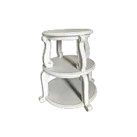 Elegant White Distressed Round Accent Table – Image 1