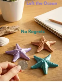  3D Printed Starfish Set – Metallic Lavender, Ocean Teal & Coastal Bronze – Image 2