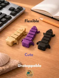 3D Printed Articulated Axolotl Set – Metallic Gold, Purple & Black – Image 2