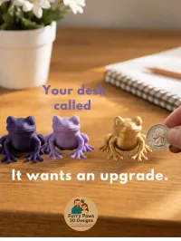  3D Printed Frog Set – Dark Purple, Lavender & Metallic Gold Tree Frogs – Image 4