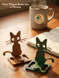 Your Phone Deserves a Throne – 3D Printed Cat Stand Set in Brown & Forest Green – Image 2