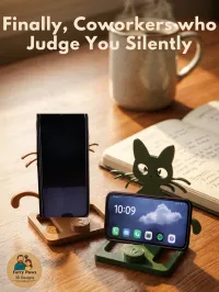Your Phone Deserves a Throne – 3D Printed Cat Stand Set in Brown & Forest Green – Image 4