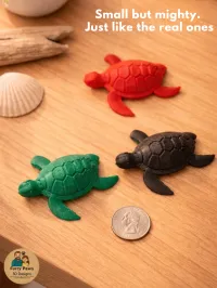 3D Printed Sea Turtle Set – Coral Red, Matte Black & Ocean Green Coa – Image 3