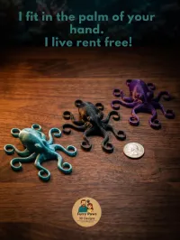 Midnight Squad – 3D Printed Octopus Desk Decor in Teal, Black & Purple – Image 1