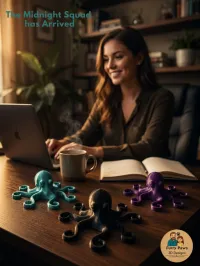 Midnight Squad – 3D Printed Octopus Desk Decor in Teal, Black & Purple – Image 3