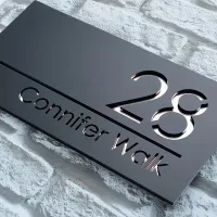 Customised, laser engraved | 3D Double Layer Acrylic Door Number – Black Rose, 10-22cm/3.9-8.6inch