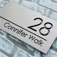 Customised, laser engraved | 3D Double Layer Acrylic Door Number – White black, 10-22cm/3.9-8.6inch