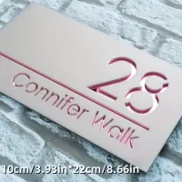 Customised, laser engraved | 3D Double Layer Acrylic Door Number – White rose, 10-22cm/3.9-8.6inch