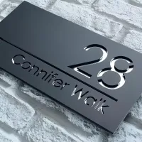 Customised, laser engraved | 3D Double Layer Acrylic Door Number – Black Silver, 10-22cm/3.9-8.6inch