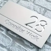 Customised, laser engraved | 3D Double Layer Acrylic Door Number – White Silver, 10-22cm/3.9-8.6inch