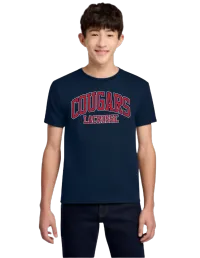 Jerzees® - Youth Dri-Power® 50_50 Cotton_Poly T-Shirt. 29B - J. Navy - Cougars Lacrosse White Outline – YXS, NAVY, NO