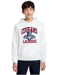 Jerzees® - Youth NuBlend® Pullover Hooded Sweatshirt. 996Y - White - Cougars Lacrosse Logo – YS, WHITE