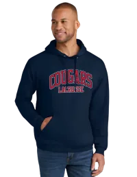 Jerzees Ultimate™ Unisex CVC Ring Spun Hooded Sweatshirt IC49M - True Navy - Cougars Lacrosse Logo – S, NAVY