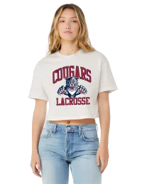 BELLA+CANVAS® Women's Jersey Crop Tee BC6482 - Vintage White - Main Logo – S, WHITE