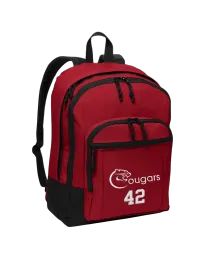 Port Authority® Basic Backpack. BG204 - Red - Cougars Classic Full - EMB White – YES (ADD NUMBER $5.00)