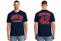 Jerzees® - Dri-Power® 50_50 Cotton_Poly T-Shirt. 29M - J. Navy - Cougars Lacrosse White Outline Logo – S, NAVY, YES (ADD $12.00)