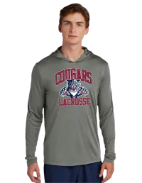 Two Colors - Sport-Tek® Posi-UV® Pro Long Sleeve Hoodie ST420LSH - Navy - Smoke Grey - Primary – XL, SMOKE GREY, NO