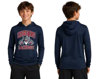 Two Colors - Sport-Tek® Youth Posi-UV® Pro Long Sleeve Hoodie YST420LSH - True Navy - Smoke Grey - Primary – Image 1