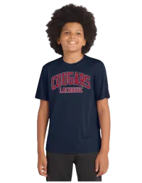 Sport-Tek® Youth PosiCharge® Competitor™ Tee. YST350 - White or Navy- Cougars Lacrosse – YL, NAVY(white outline on logo)