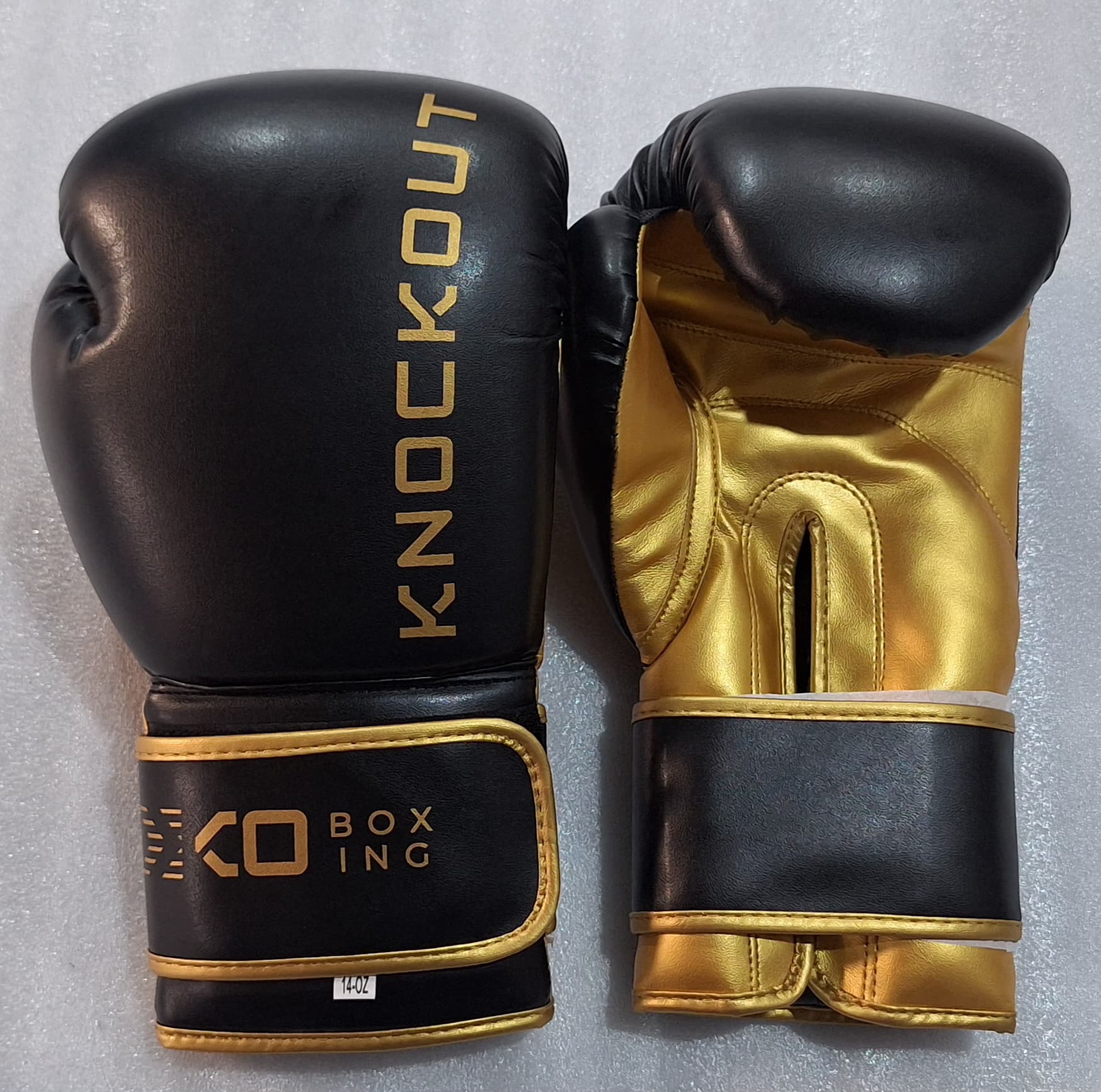 Premium Boxing Gloves - Knockout Branded – 16 Oz, Black and Gold