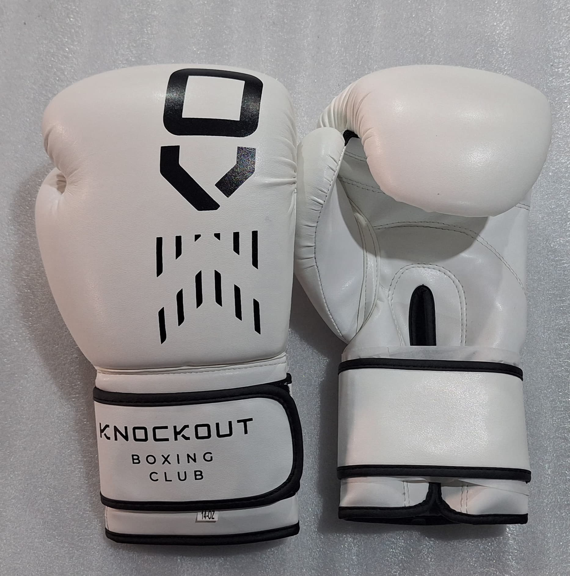 Premium Boxing Gloves - Knockout Branded – 14 Oz, White and Black