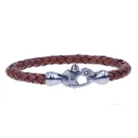Bolo Braid Leather Bracelet with Mariner’s Clasp - Beige – Image 1
