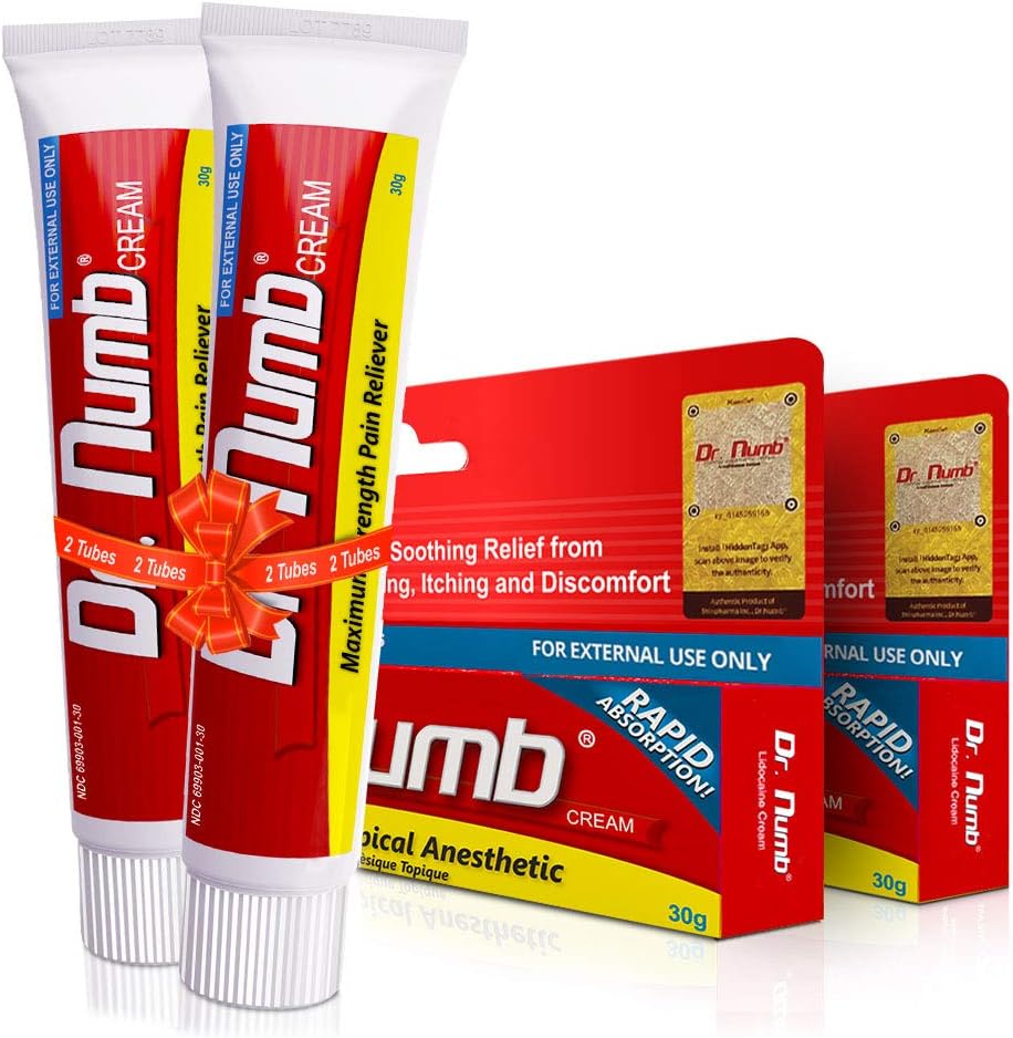 Dr. Numb 5% Lidocaine Numbing Cream, Fast-Acting Maximum Strength Topical Anesthetic Pain Relief Burn Itch Numb Cream  – Image 1