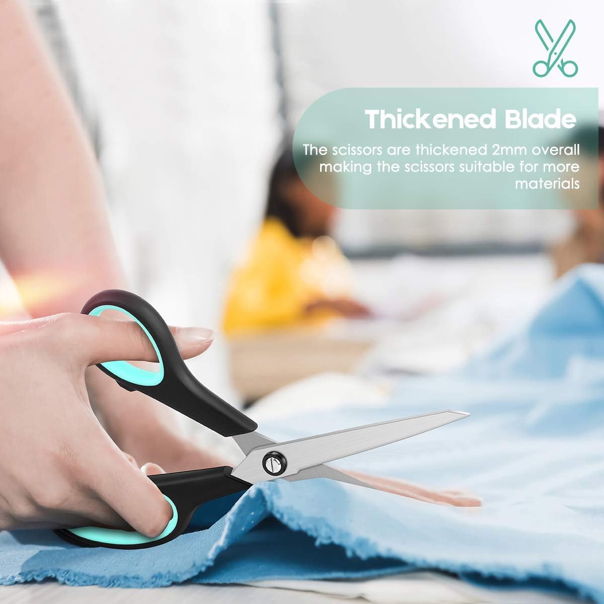 3-Pack 8" Heavy Duty Scissors with Ultra Sharp Blades and Comfort Grip Handles - For Office, Home, School, Sewing, and Crafts – Image 4
