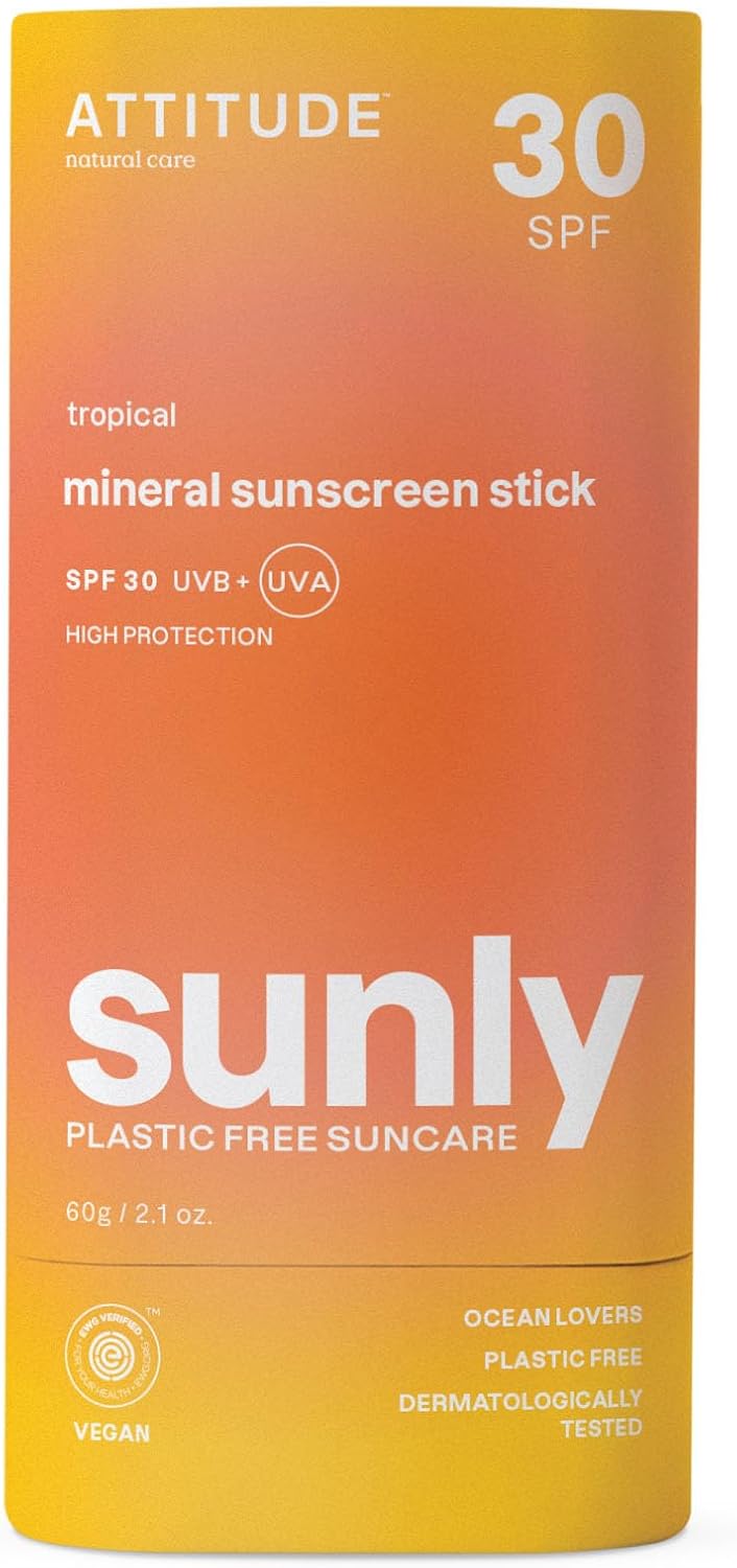 Mineral Sunscreen Stick with Zinc Oxide, SPF 30, EWG Verified, Plastic-Free, Broad Spectrum UVA/UVB Protection, Dermatologicall – Image 1