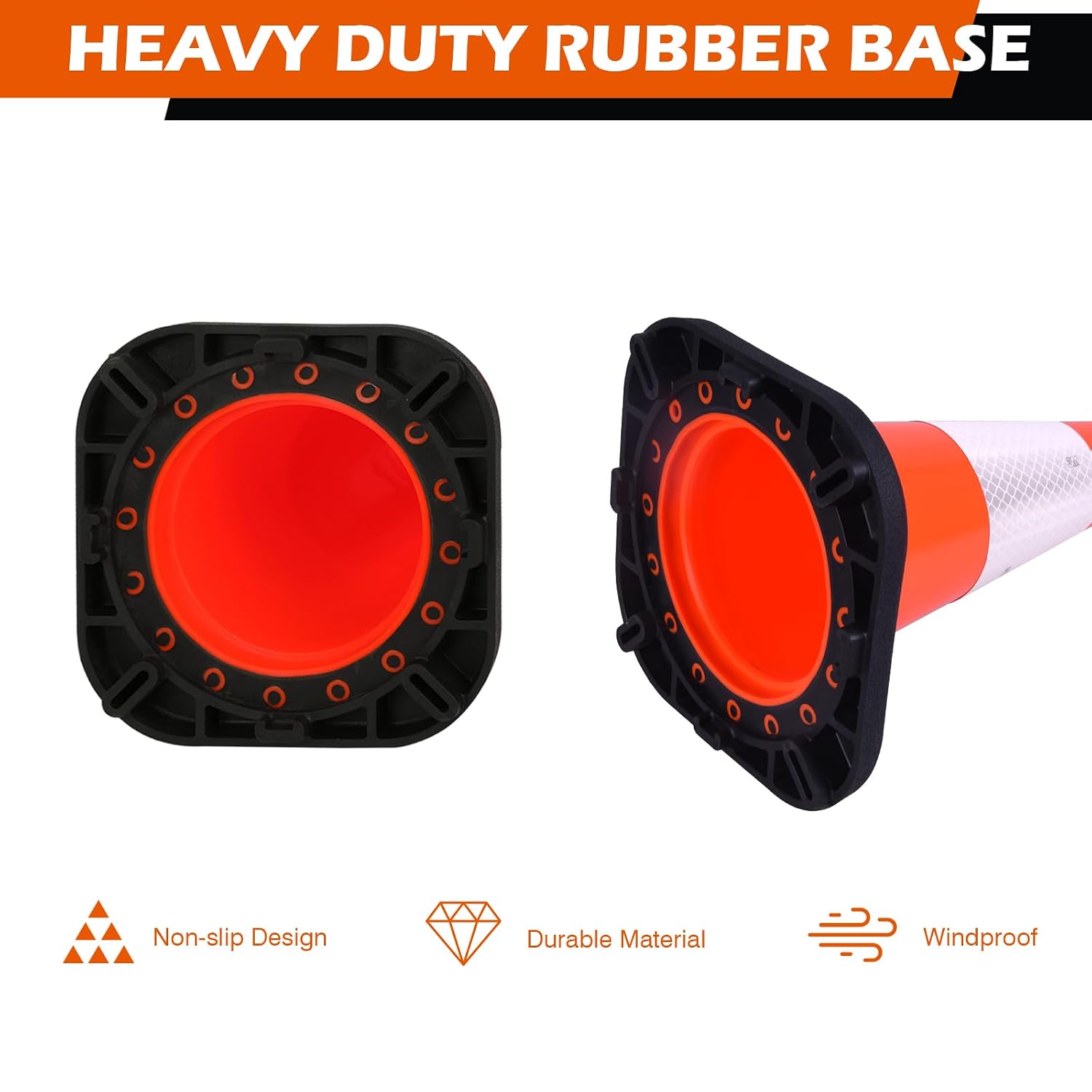 4 Pack 12 Inch Orange PVC Traffic Cones Black Base Stable Durable, Sport Training Soccer Practice Kids Markers Indoor Outdoor – Image 2