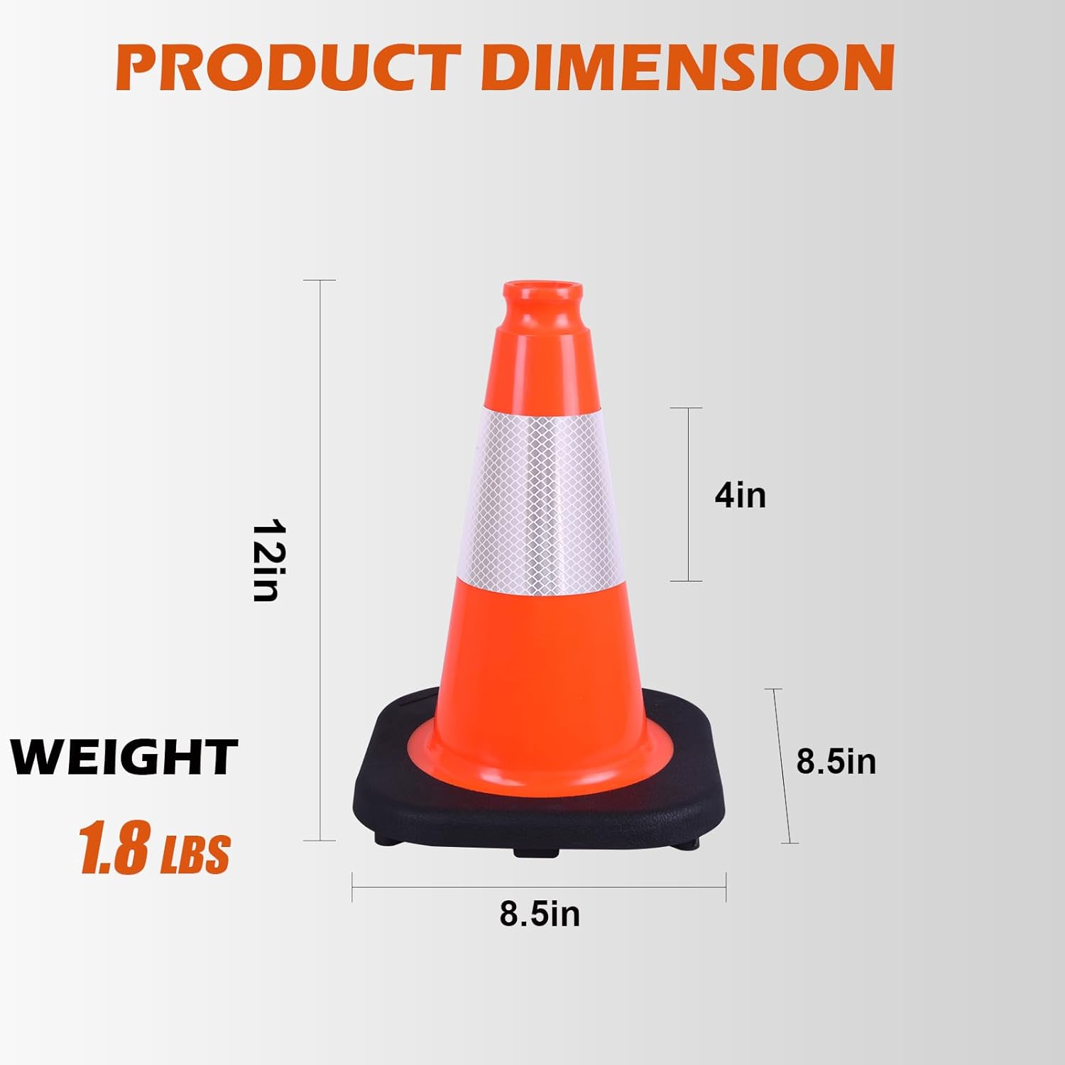 4 Pack 12 Inch Orange PVC Traffic Cones Black Base Stable Durable, Sport Training Soccer Practice Kids Markers Indoor Outdoor – Image 3