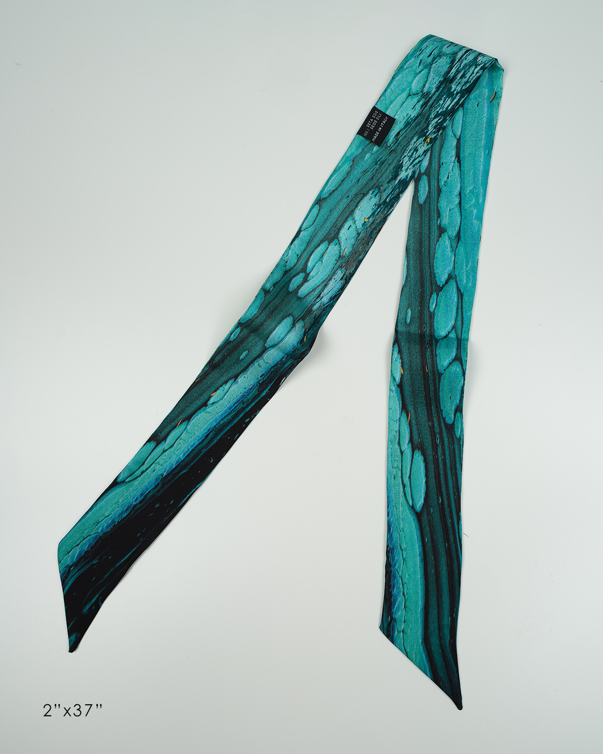 aquarius lll satin silk scarf, made in Italy – Image 11