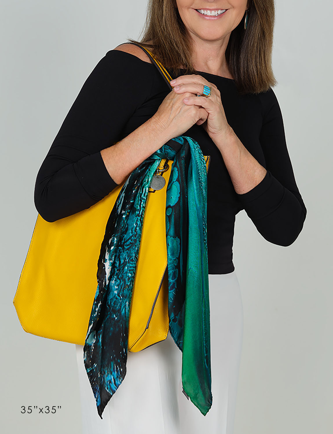 aquarius lll satin silk scarf, made in Italy – Image 7