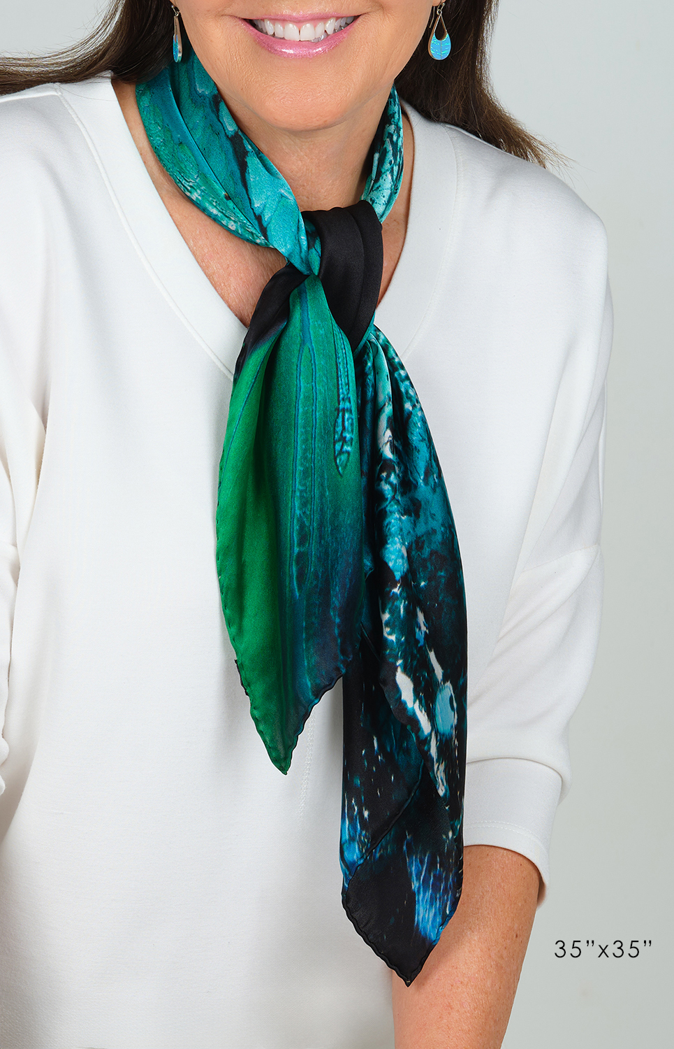 aquarius lll satin silk scarf, made in Italy – Image 4
