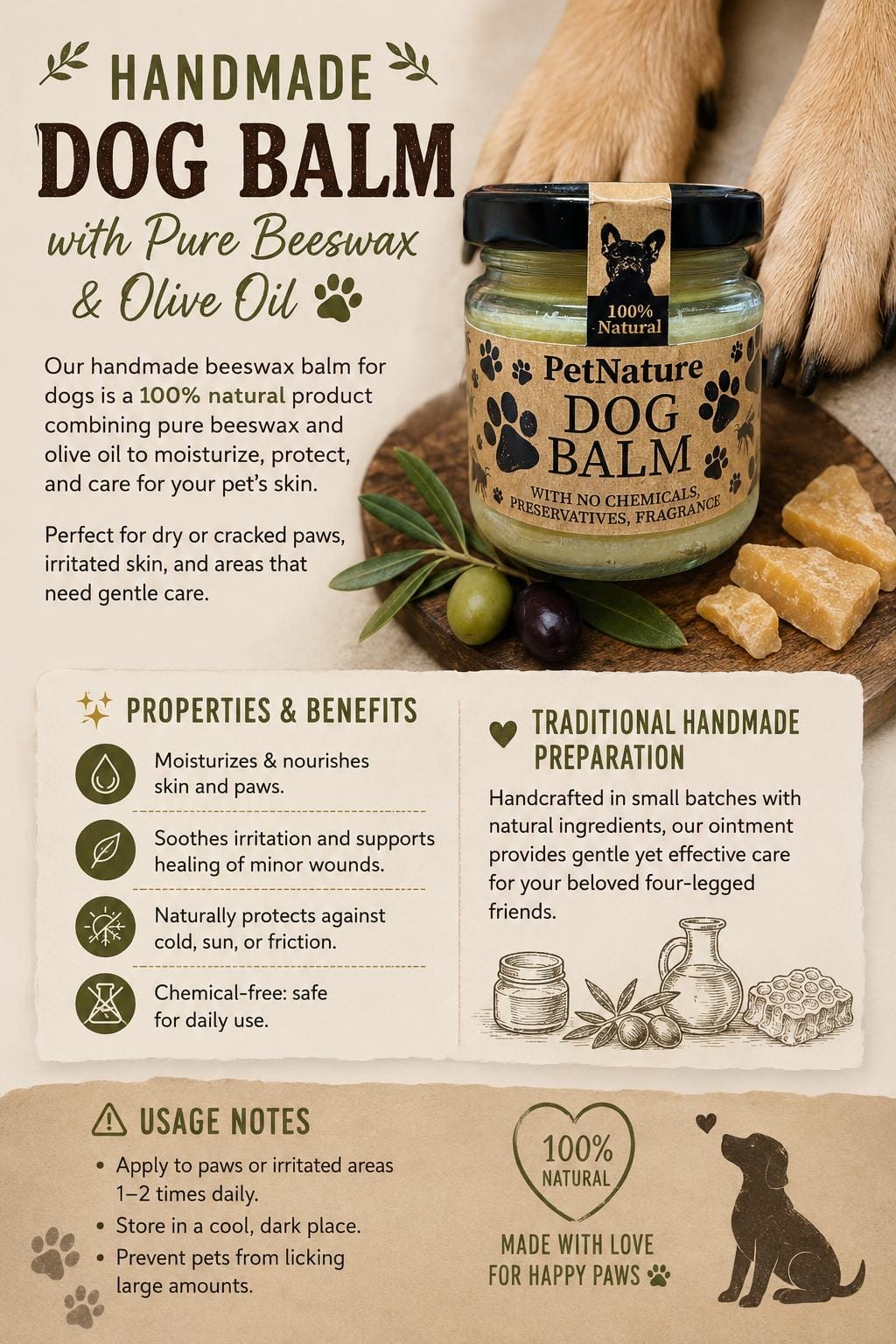 Dog Balm all natural Olive Oil and Vit E – Image 4