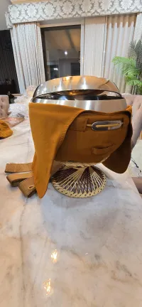 Stainless Steel Alms Bowl with Stand & Carry Bag by Lotus – Light Brown