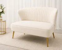 Modern Velvet Loveseat - Ivory – Image 1